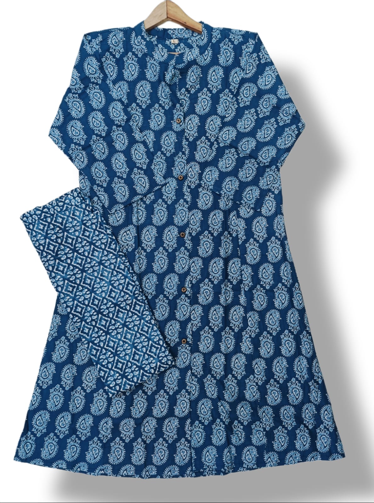 PRINTED COTTON A-LINE KURTI PANT SET